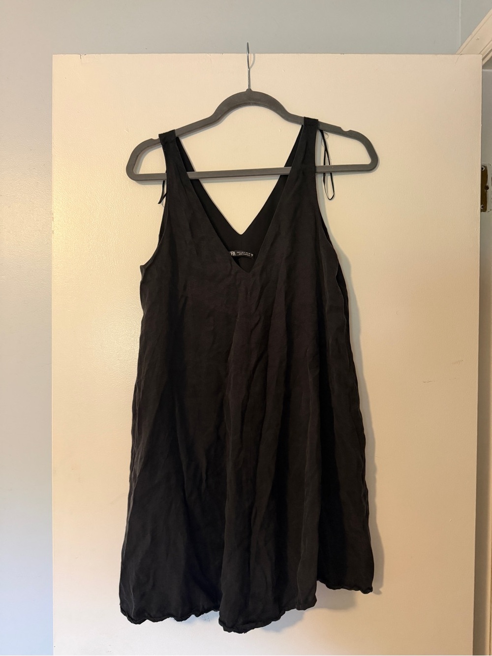 Zara Classic Black V-Neck Swing Dress, Size S